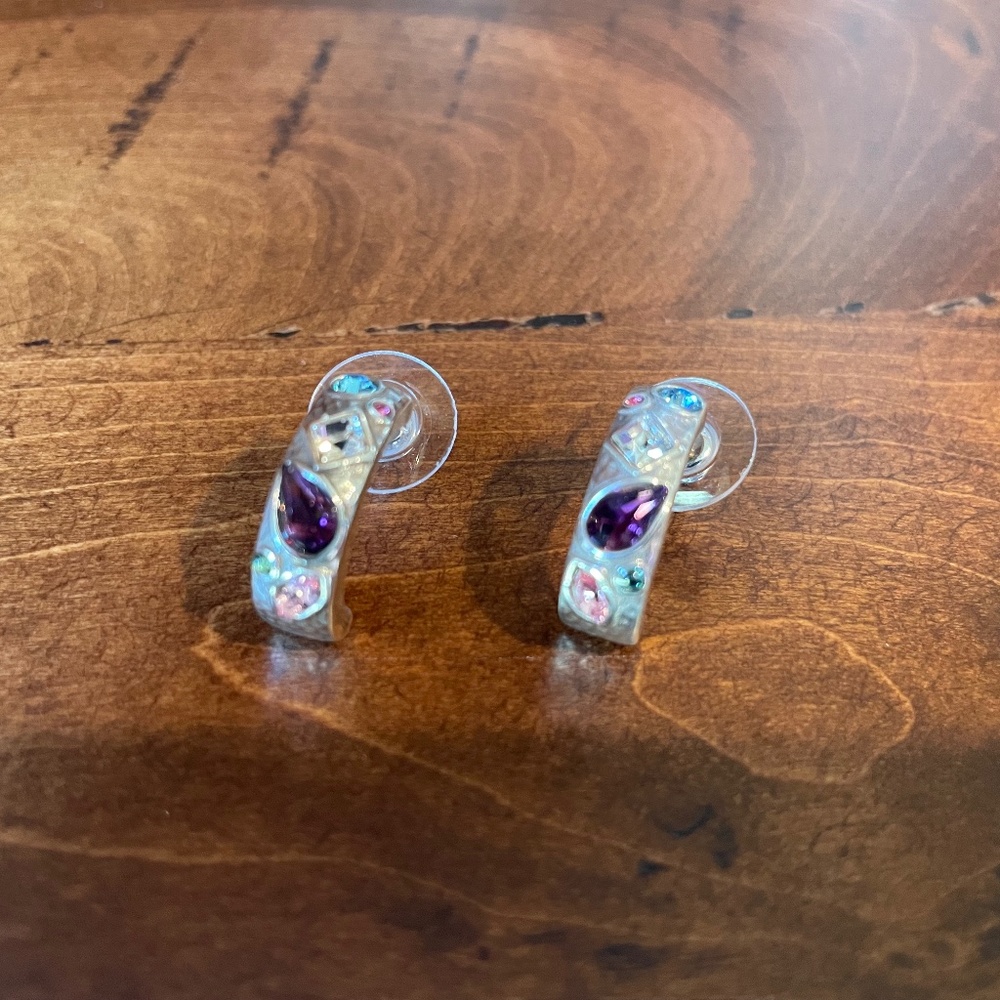 Brighton bangle multi-color stone earrings